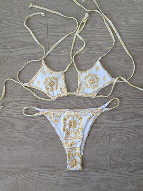 NWT Feral Intent White Open Bust Bikini | Large